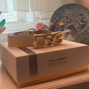 Dolce & Gabbana yellow and brown leather Belt with Gold Logo Buckle
